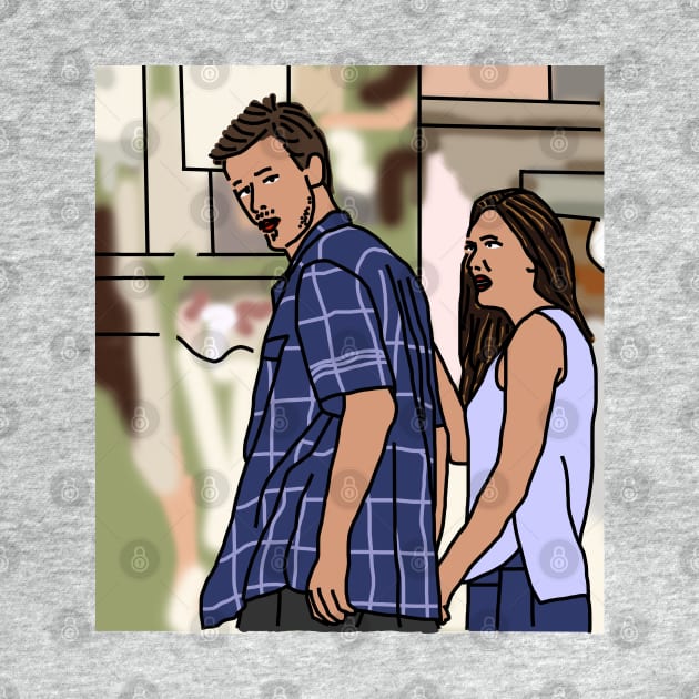 Distracted Boyfriend Meme and his Girlfriend by ellenhenryart